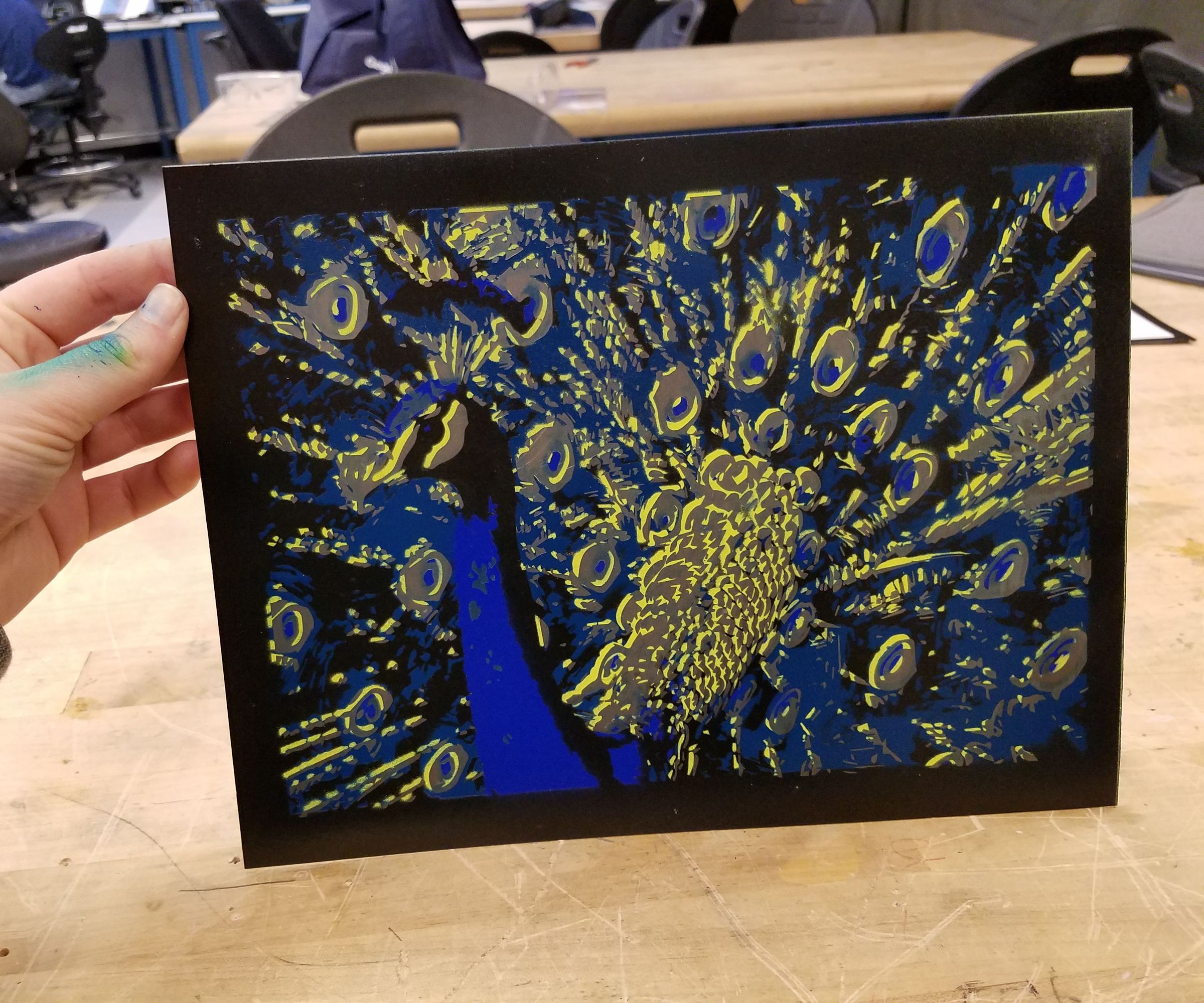 (spray)paint-by-numbers foil peacock - with stencil files DIY Project DIY Project Image