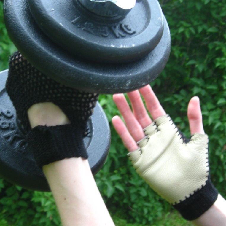 Crochet and Leather Gym Gloves