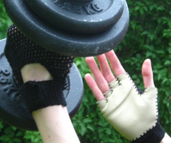 Crochet and Leather Gym Gloves