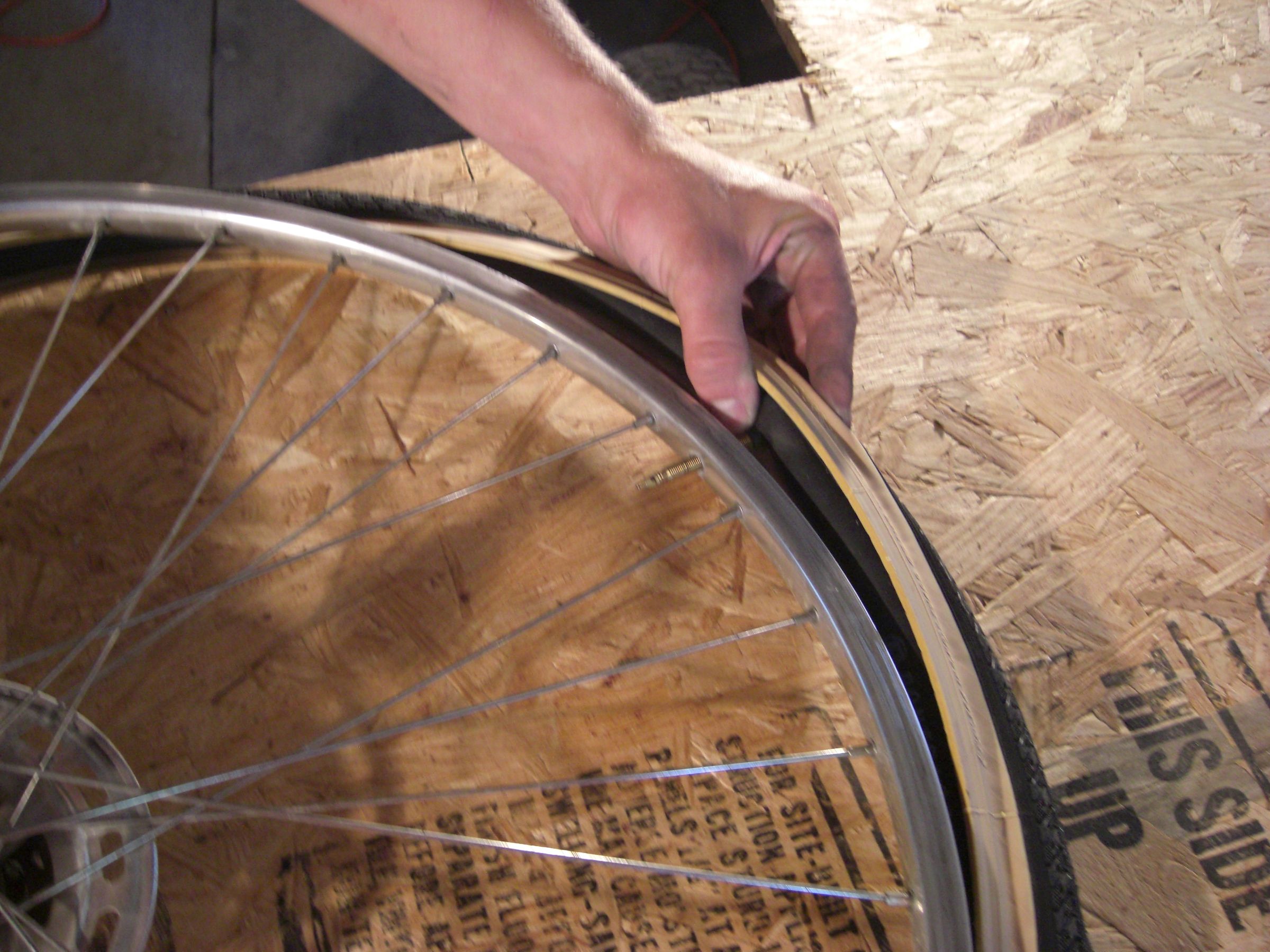 putting a new tube in a bike tire