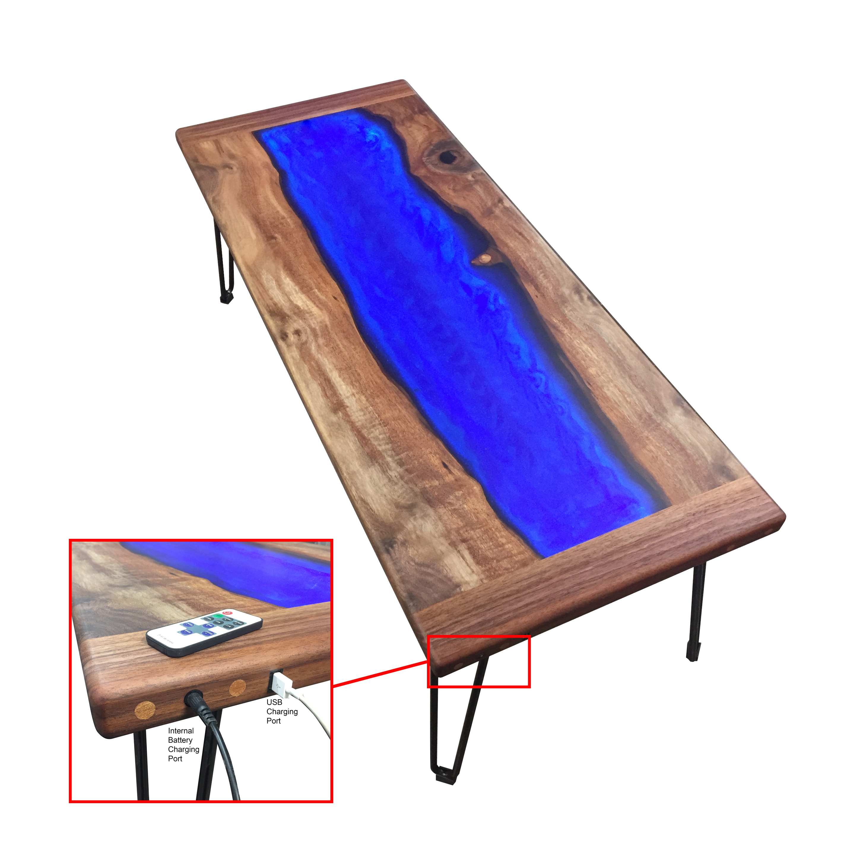 led resin table