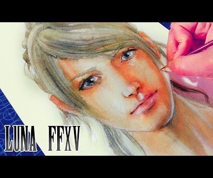 { lunafreya nox fleuret } luna final fantasy xv - watercolor + colored pencils painting process DIY Project DIY Project Image