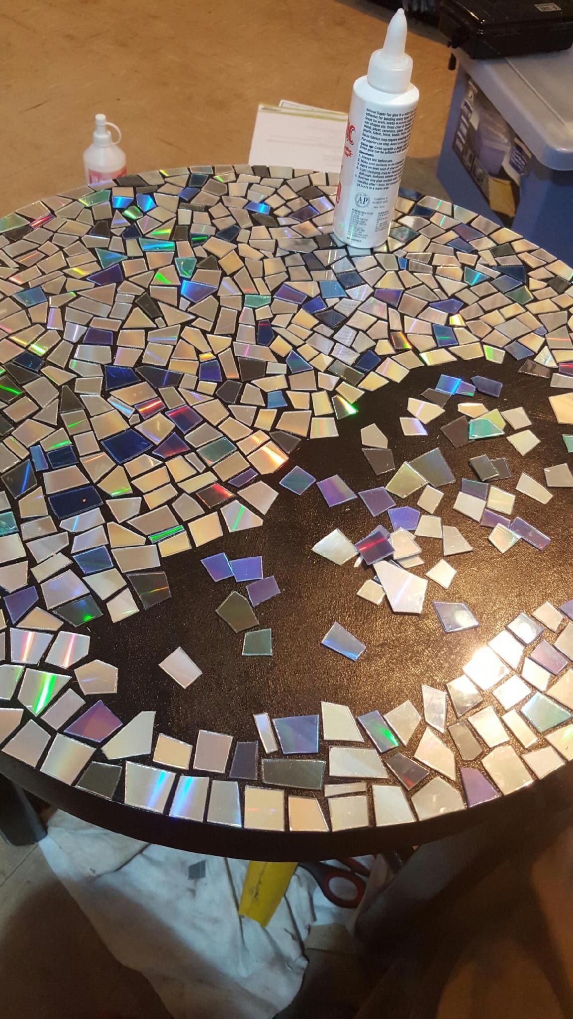 CD Mosaic Table 3 Steps (with Pictures) Instructables