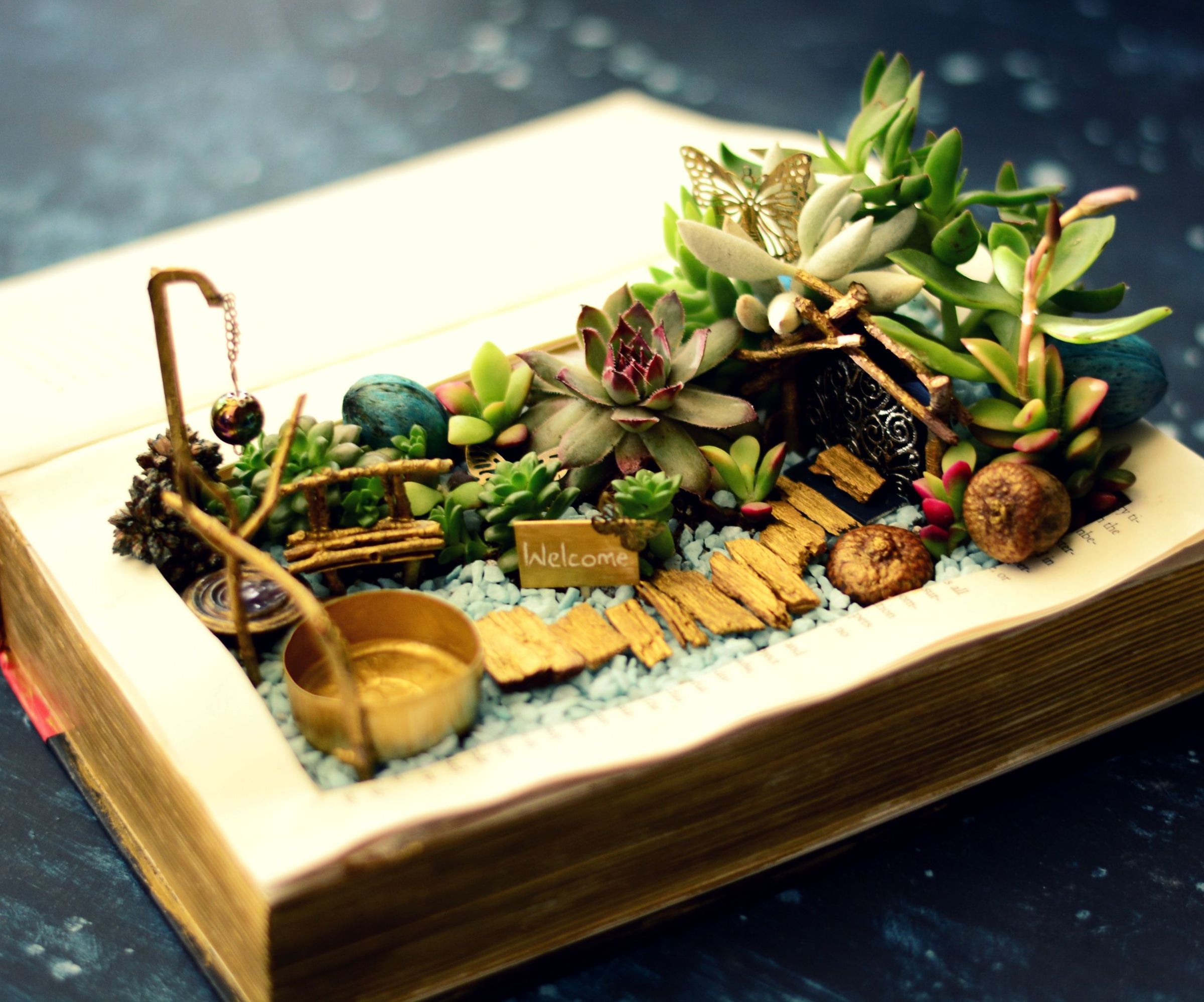 DIY Book Planter Succulent Fairy Garden