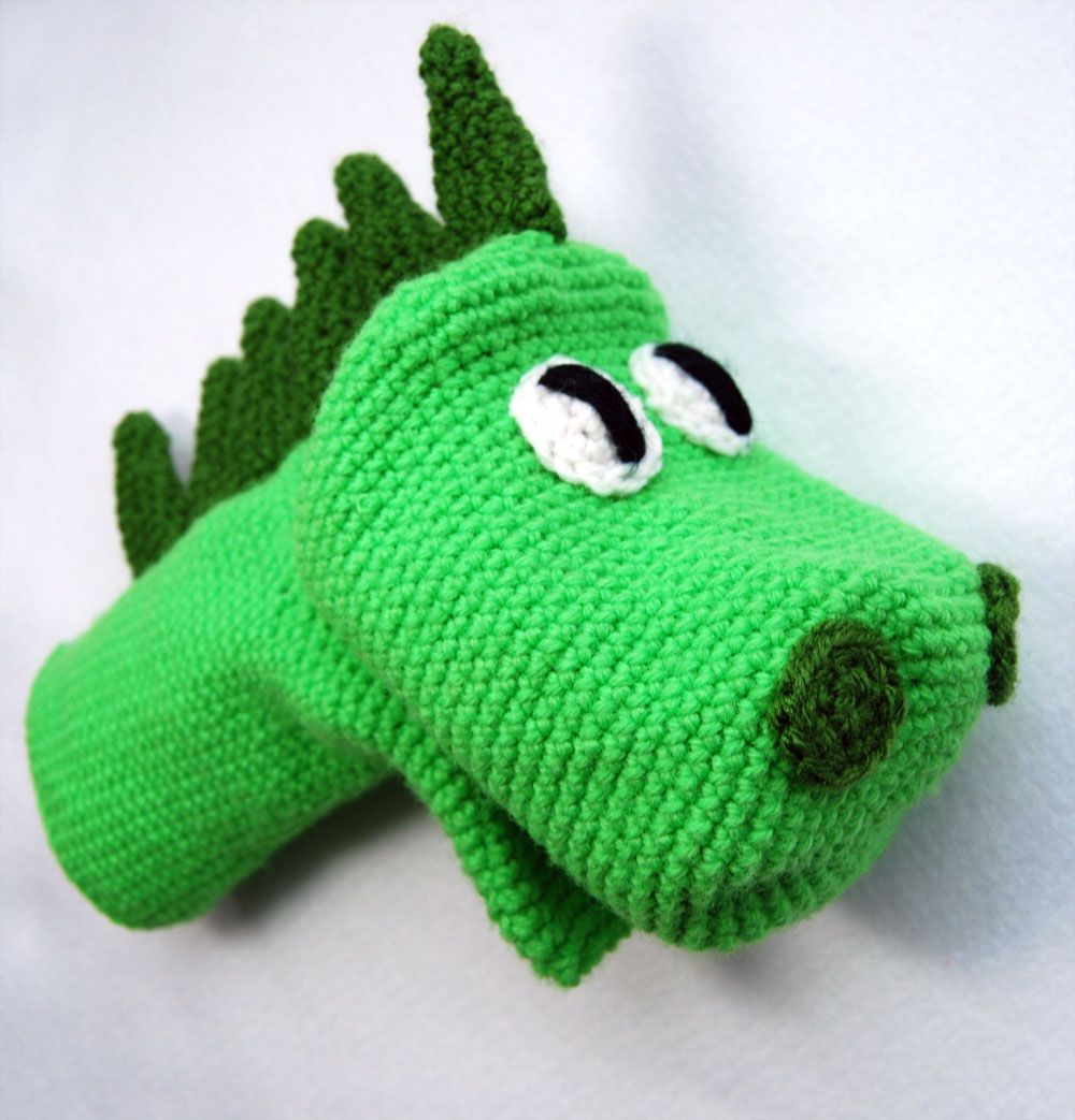 crochet dinosaur puppet