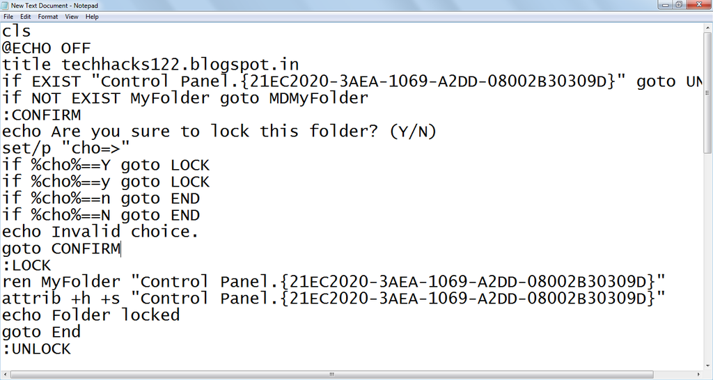 Open Notepad and Copy the Code Given Below Into It.