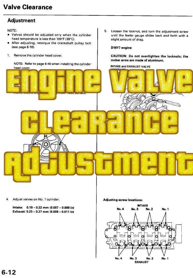 Adjusting the Engine Valve Clearance (on My Honda Civic 1999 D15B 