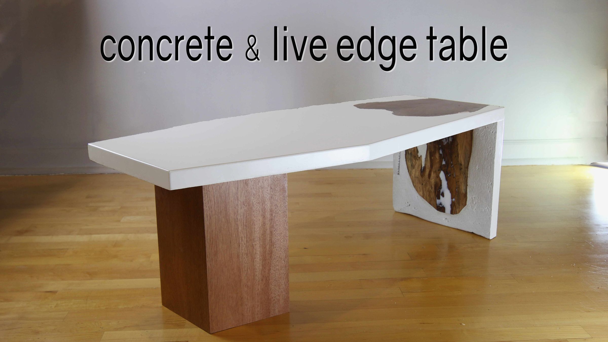 White Concrete & LiveEdge Waterfall Table 10 Steps (with Pictures