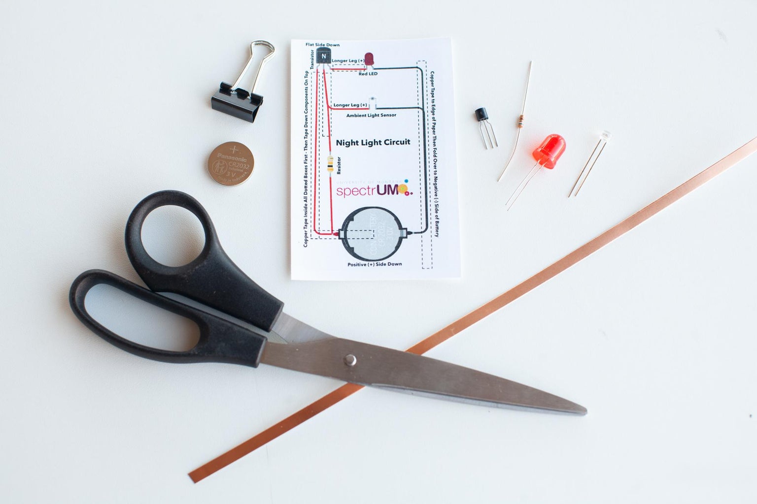 Make a Simple Ambient Light Sensor/Night Light Paper Circuit : 13 Steps ... Circuit Diagram
