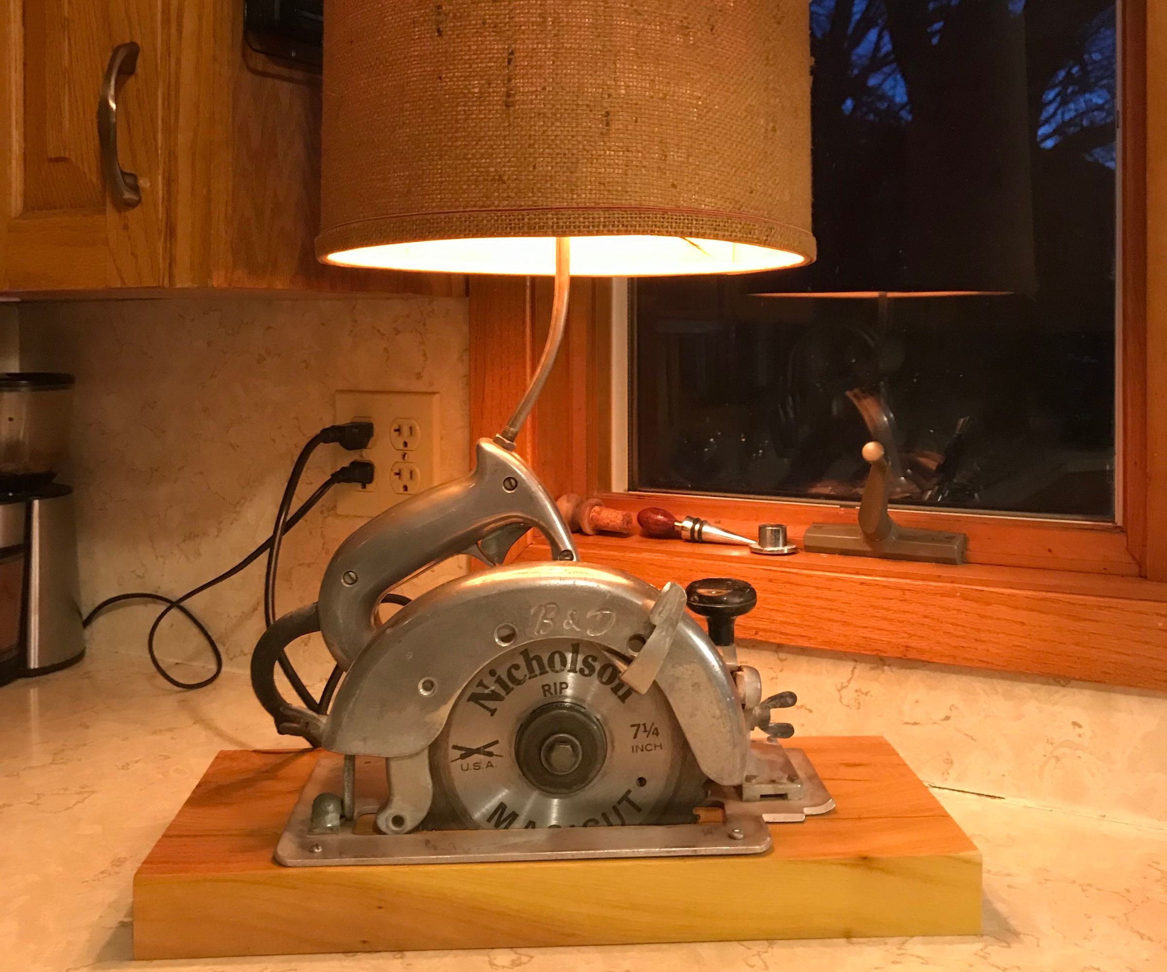 Vintage Circular Saw Table Lamp
