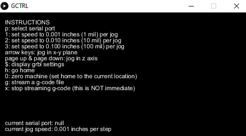 Press P to Select Port Number & Press G to Select G Code