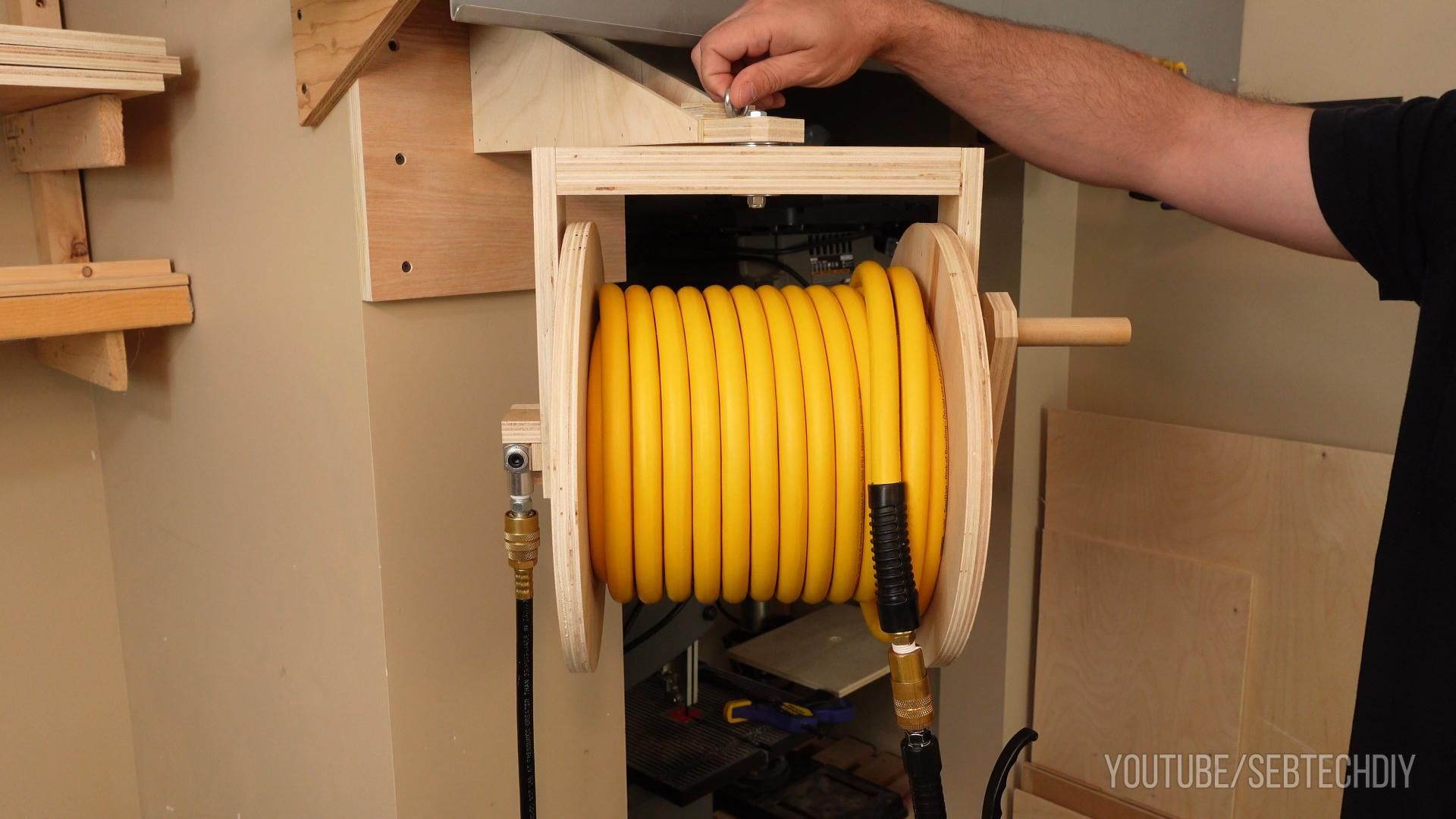 Air Hose Reel From Plywood / 360° Swivel 15 Steps (with Pictures