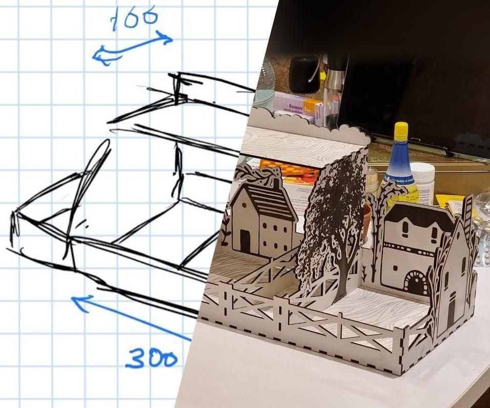 Stylized kitchen table organizer.