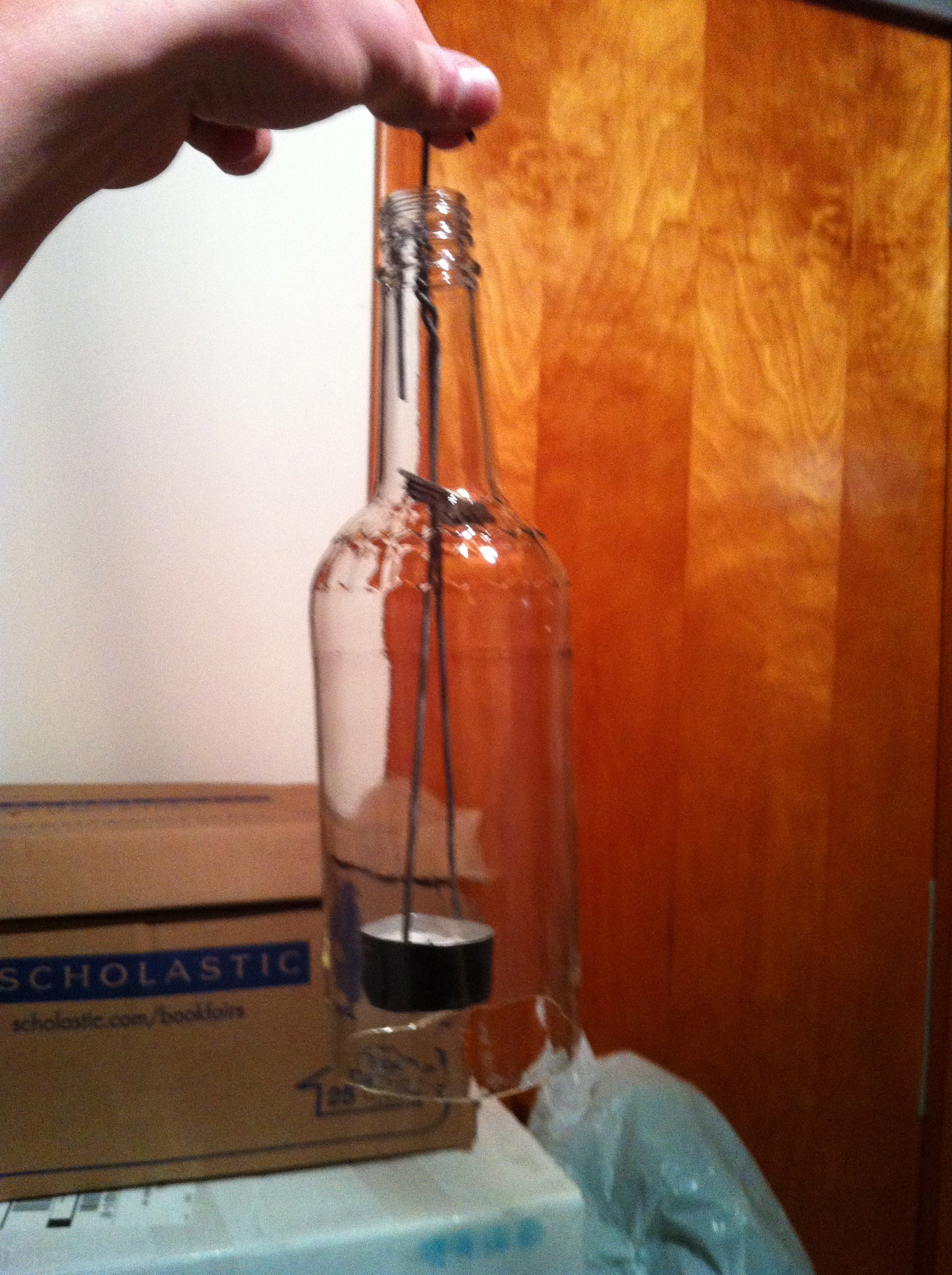 Hanging Liquor Bottle Candle Lamp 4 Steps Instructables