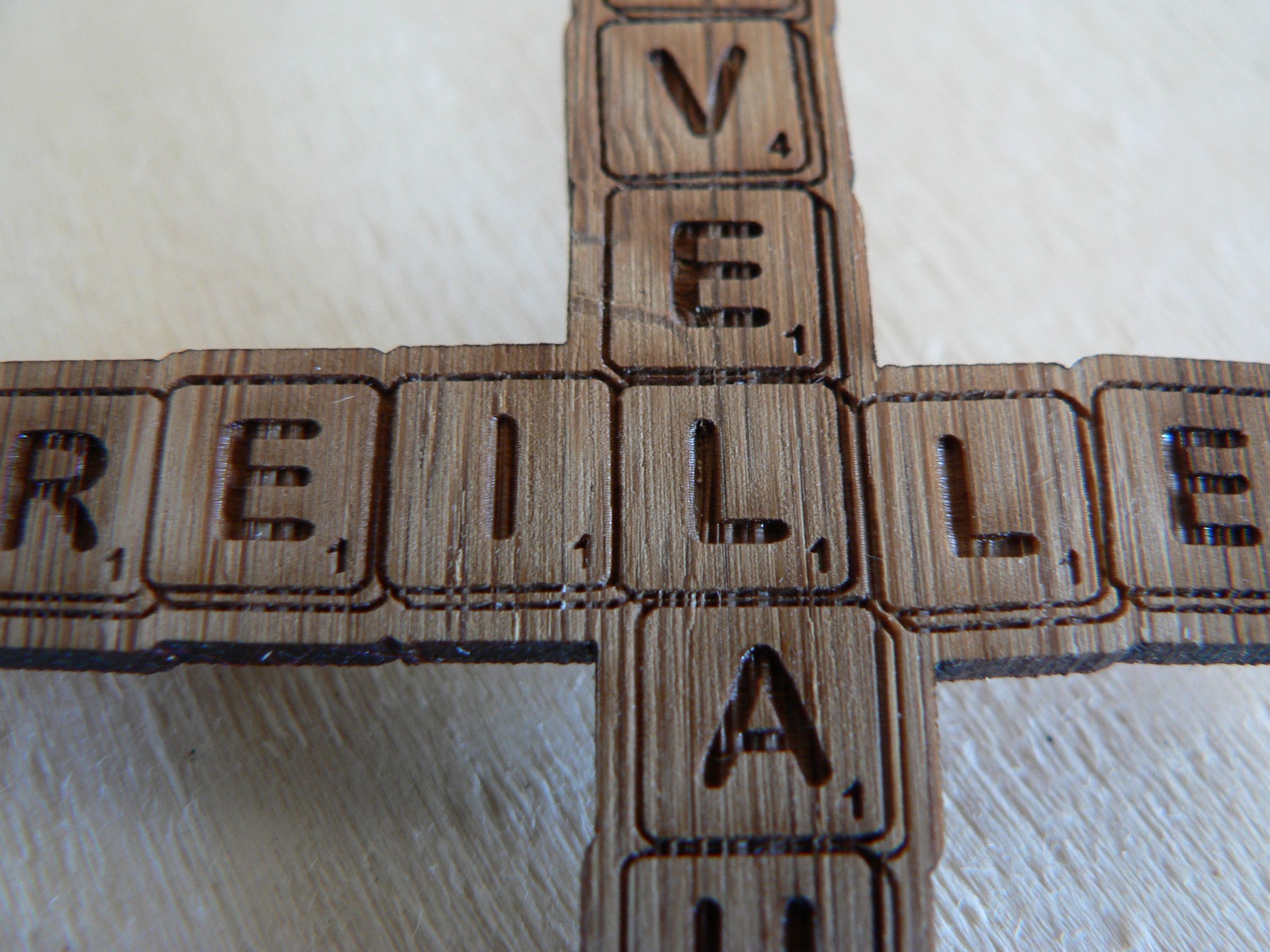 We Love Letters Scrabble Wooden (bamboo) Brooch (with Pictures