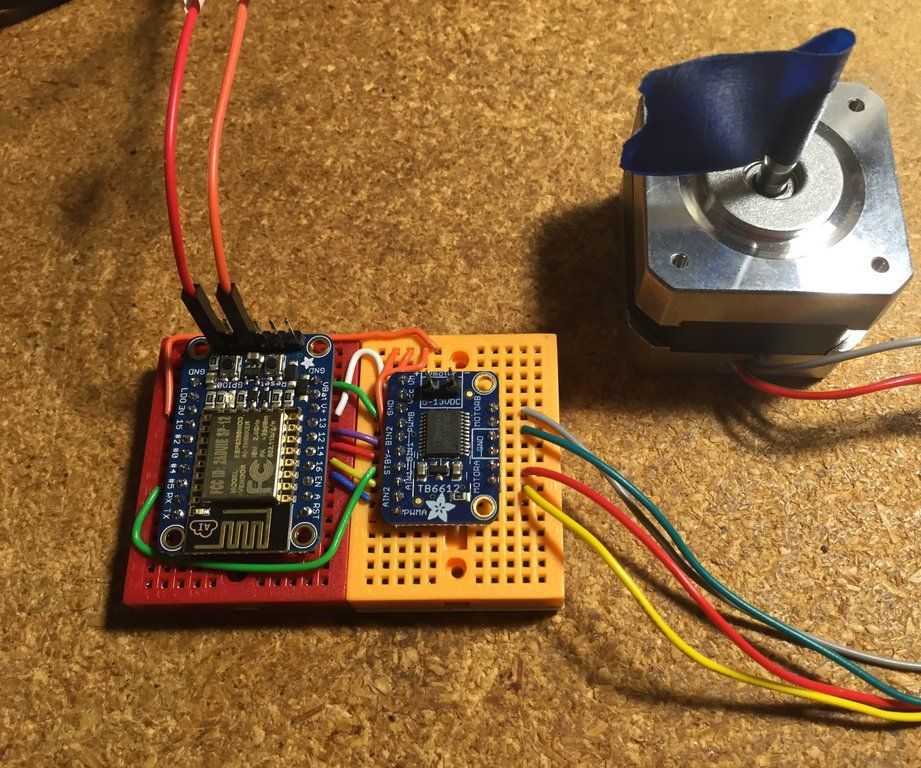 DIY guide for Running a Stepper Motor From an Adafruit HUZZAH ESP8266 with step-by-step instructions