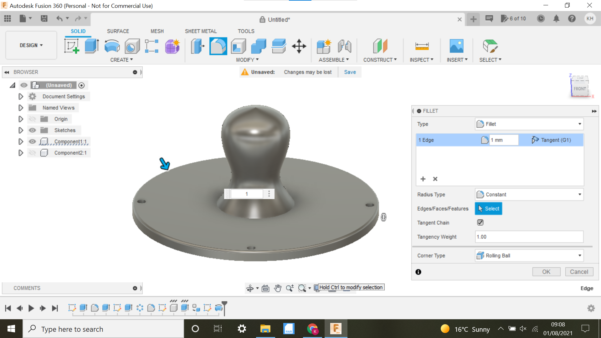 Ball Bearing Baren for LinoCut Relief Printing With Fusion 360 Updated 21.10.2021 5 Steps