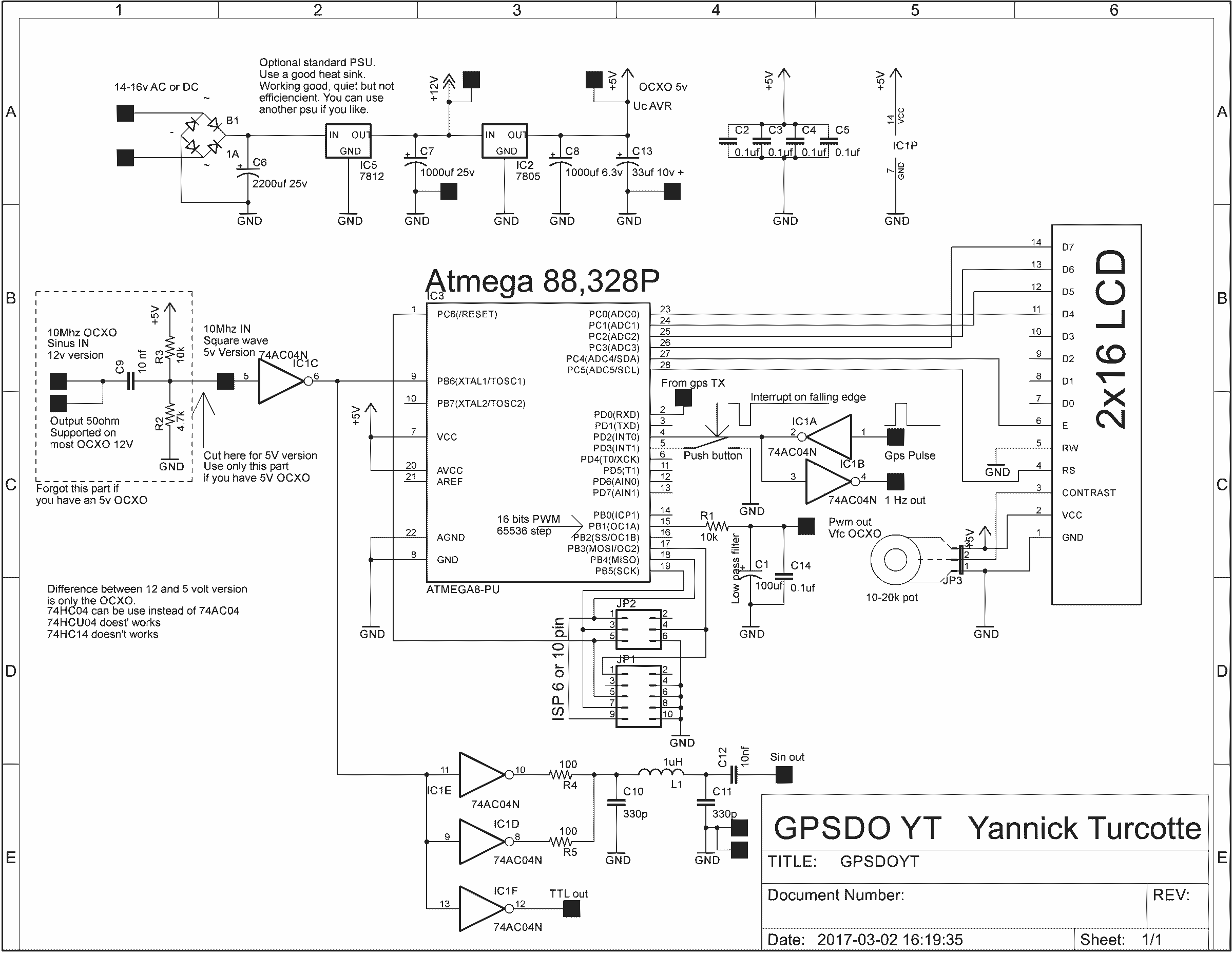 GPSDO YT, Disciplined Oscillator 10Mhz Reference Frequency. Low Cost