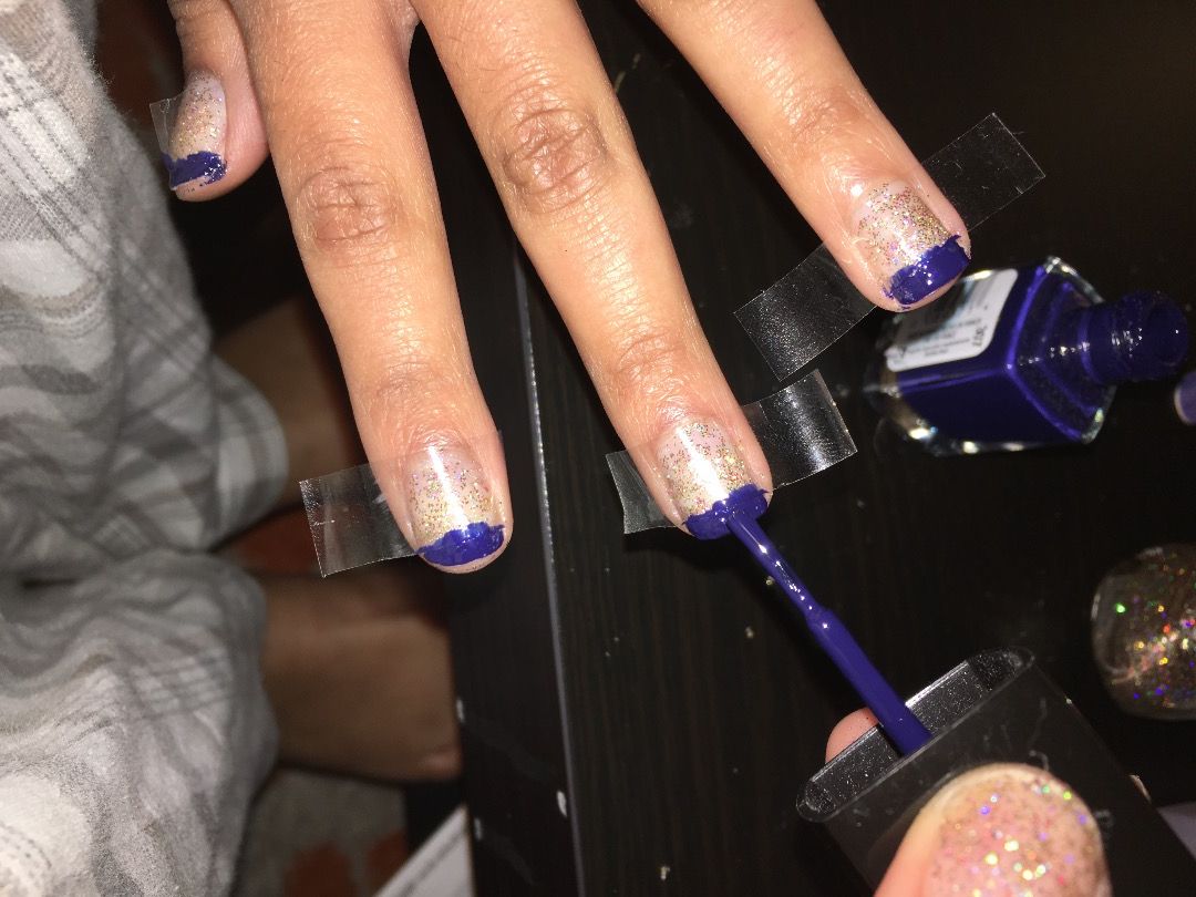 Gold Sparkle/Dark Blue French Tip Nails : 10 Steps (with Pictures) -  Instructables
