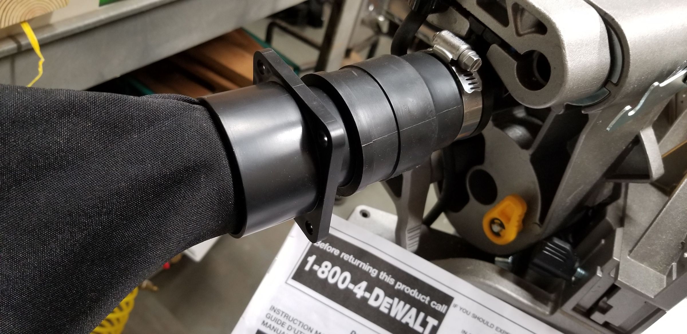 My Home Made Shop Vac Adapter for DeWALT DWS779/ DWS780 Miter Saw 6