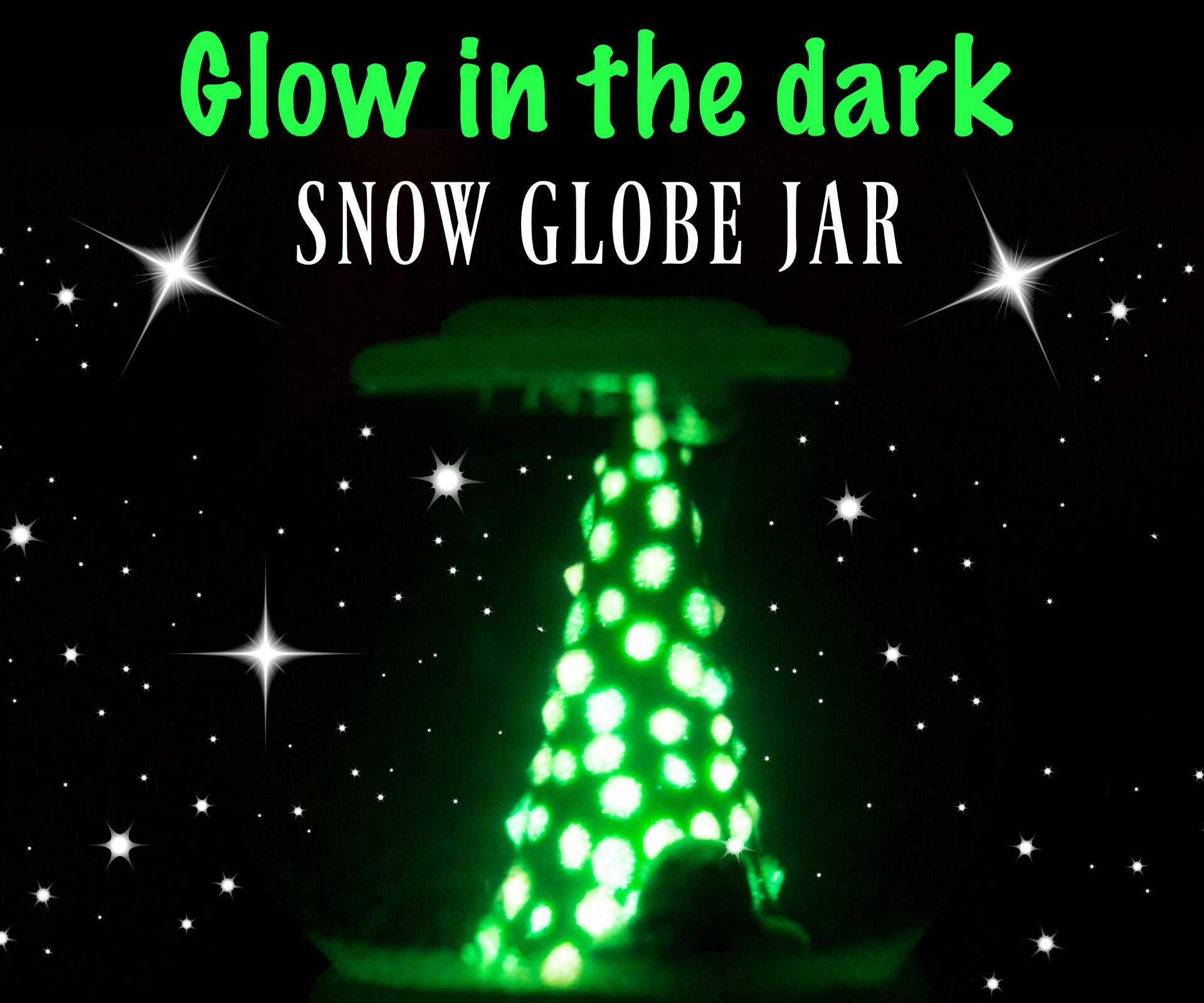 DIY Snow Globe Jar Glow in the Dark! Recycled Jars 10 Steps (with