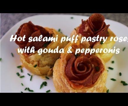 Step-by-step guide for hot salami puff pastry roses with gouda & pepperonis recipe DIY Project DIY project