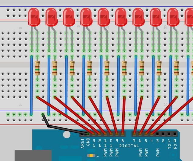 DIY guide for Arduino Workshop-LED Chase Effect with step-by-step instructions