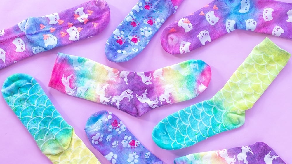 Colorful Neon Tie-Dye Grip Socks