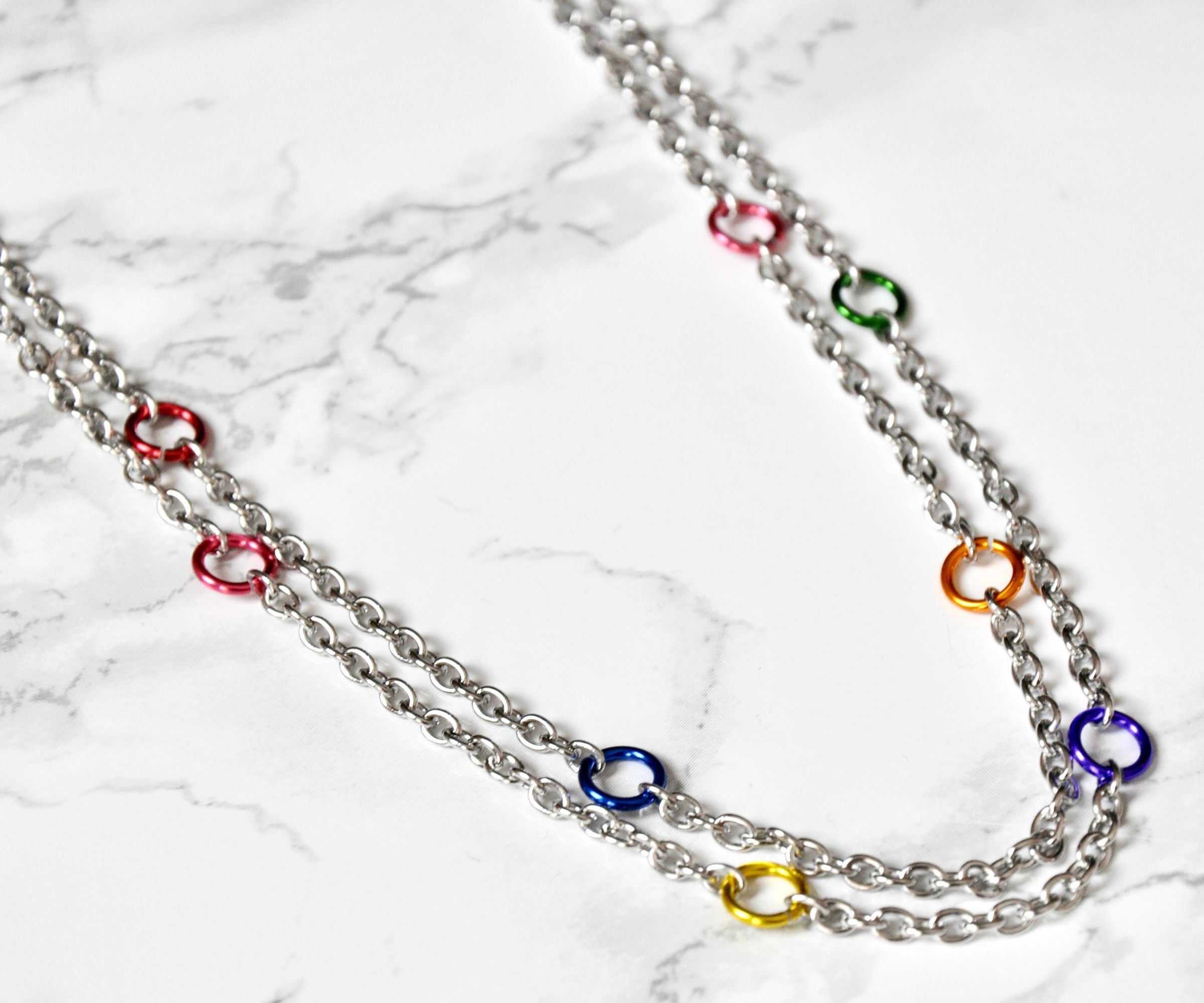 Layered Rainbow Jump Ring Necklace 7 Steps (with Pictures