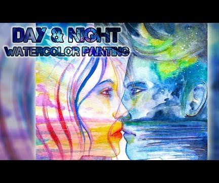 { day + night } watercolor speed painting process DIY Project DIY Project Image