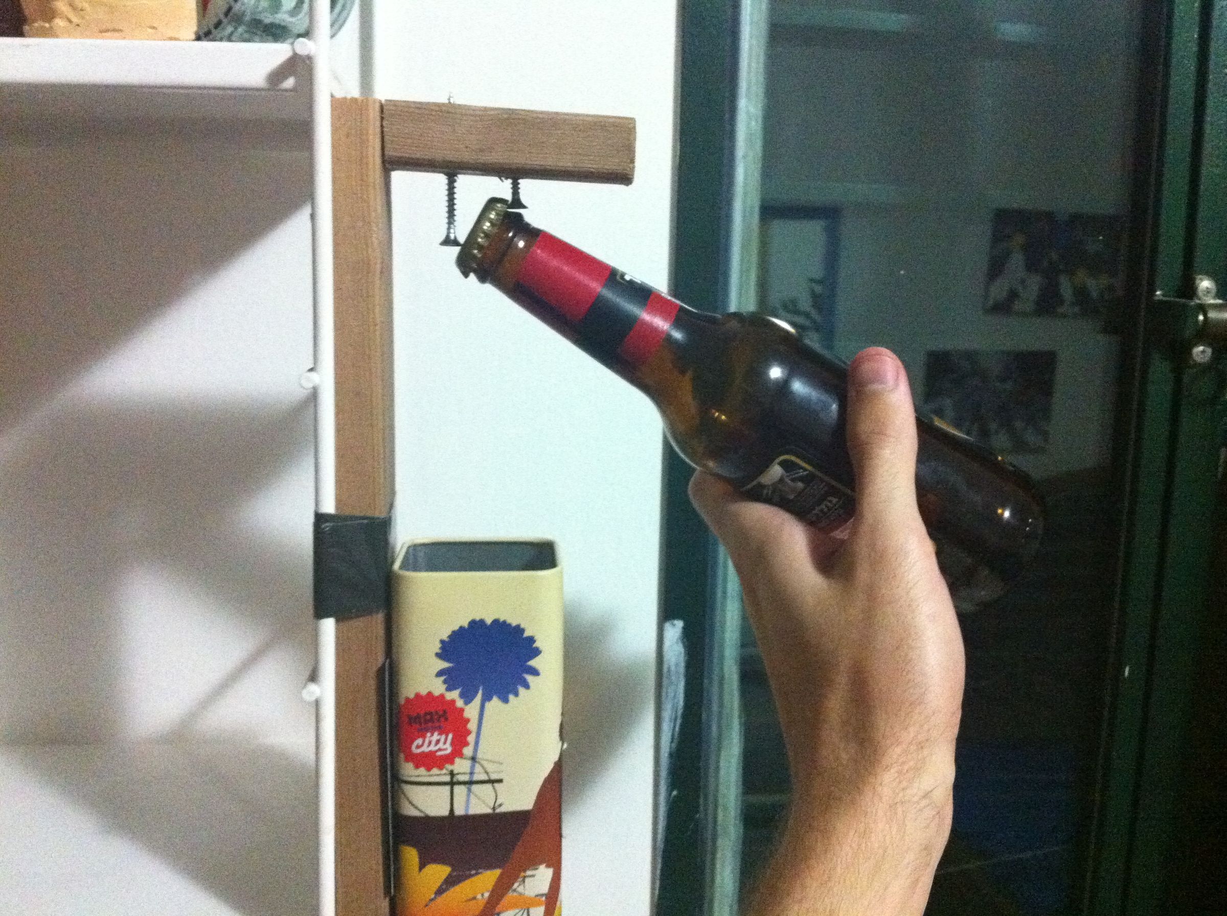 DIY guide for cheap wall mounted bottle opener with cap-catcher with step-by-step instructions