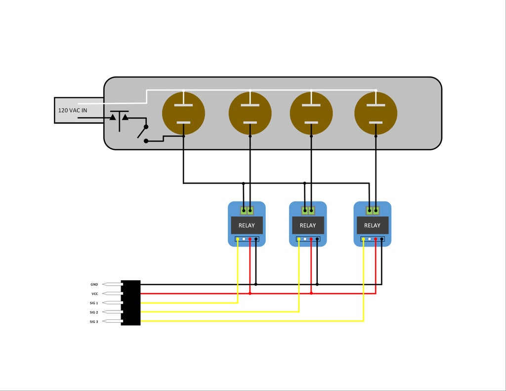 Relay-Controlled Power Strip : 4 Steps - Instructables Phase Motor Wiring Diagram Instructables