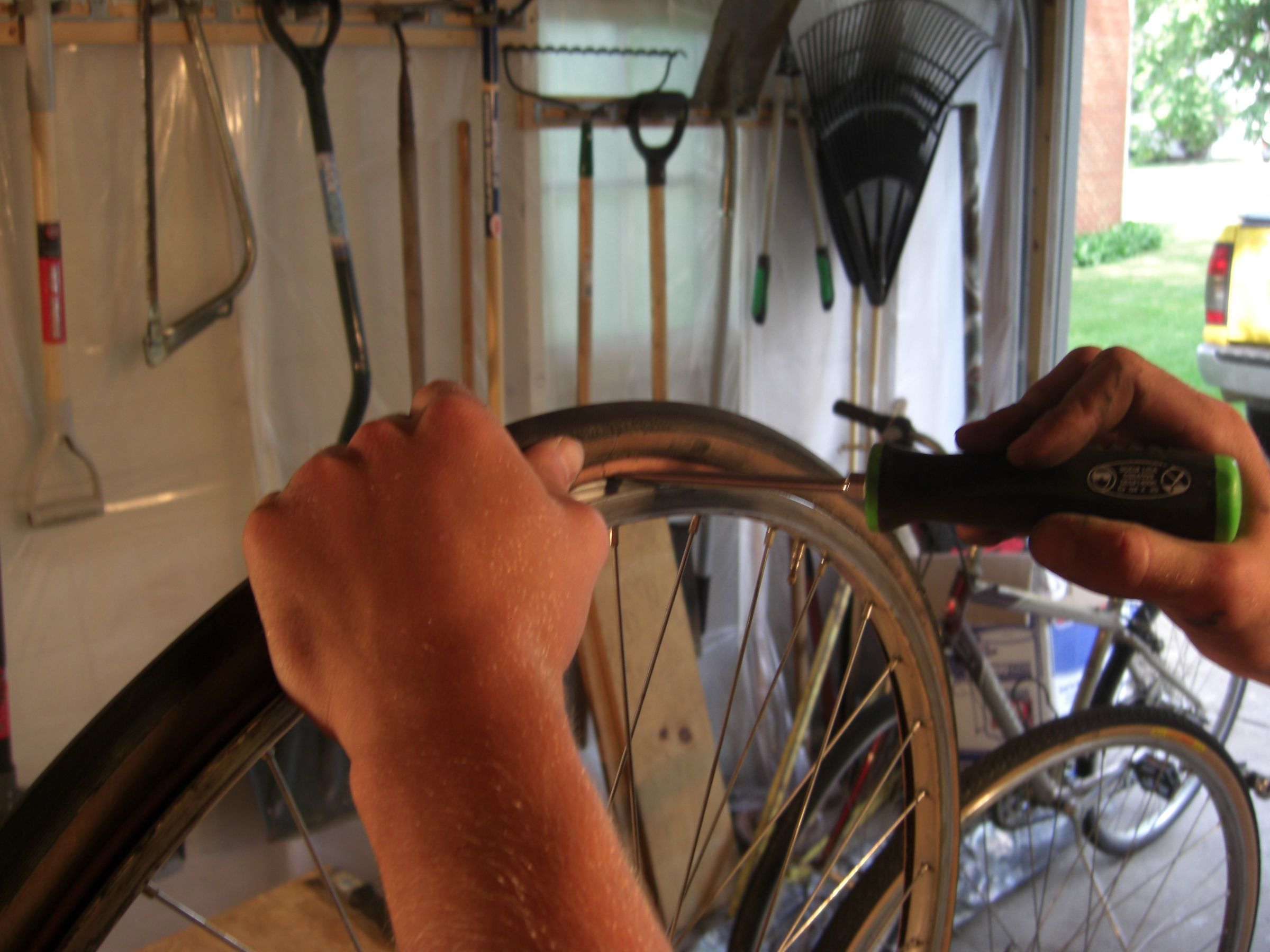 replacing bike tire and tube