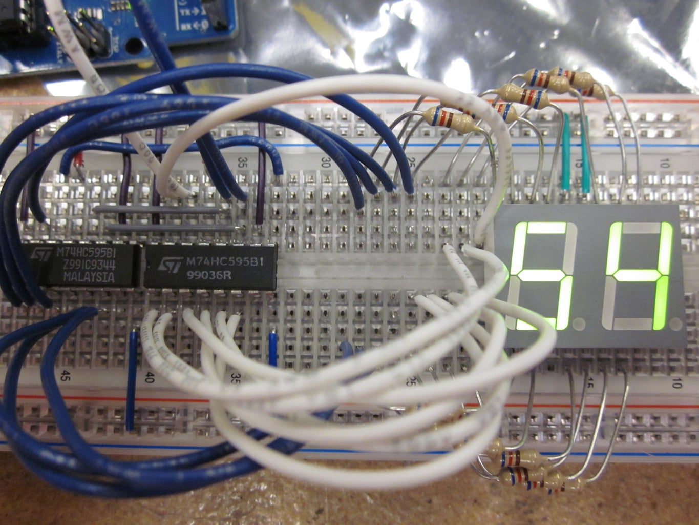 Arduino Powered 7 Seg LED Display Using Shift Registers Circuit Diagram