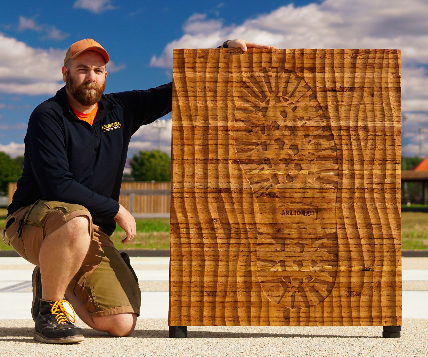 Power Carved Giant "Boot Print" Wood Wall Art Panel