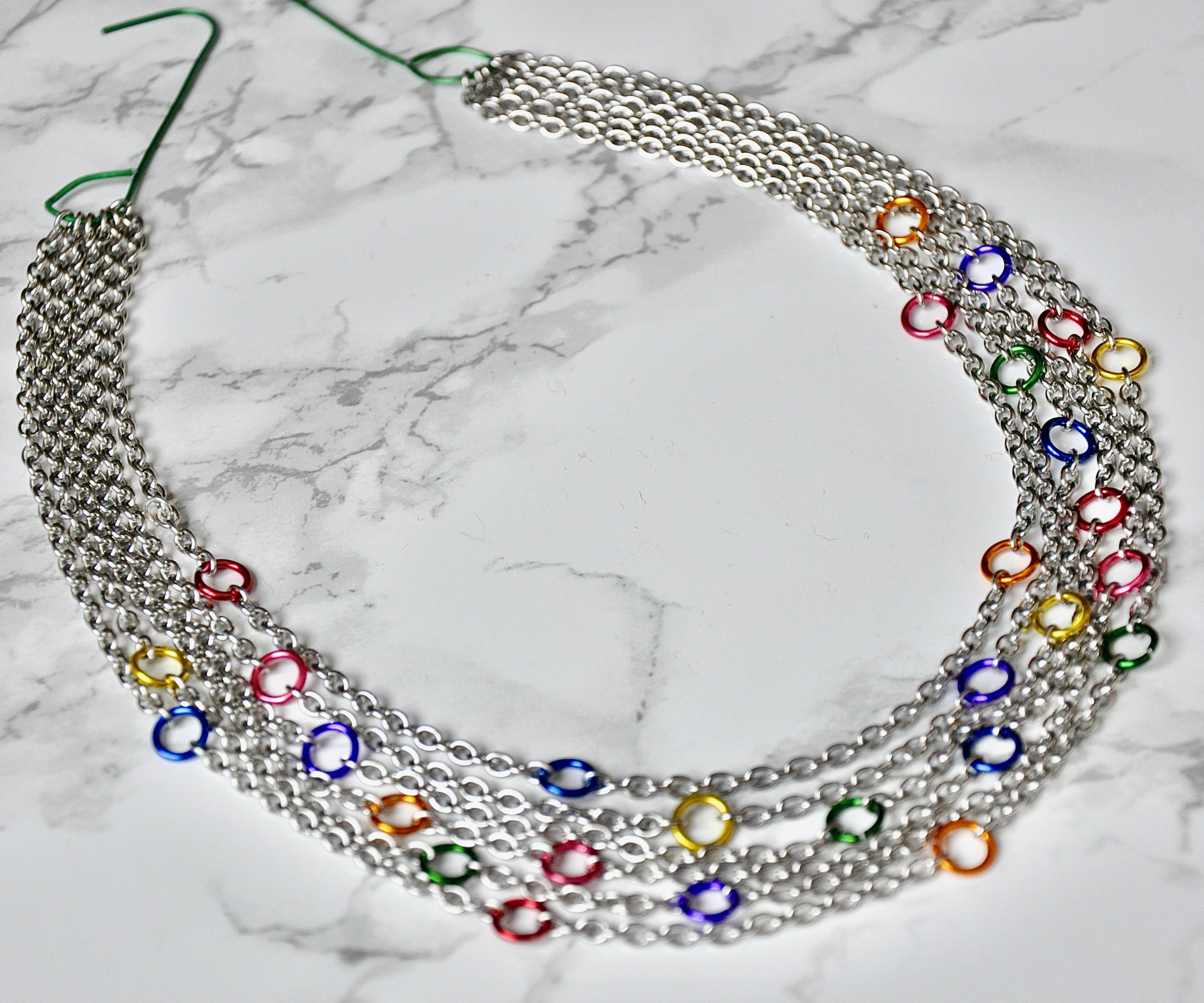 Layered Rainbow Jump Ring Necklace 7 Steps (with Pictures