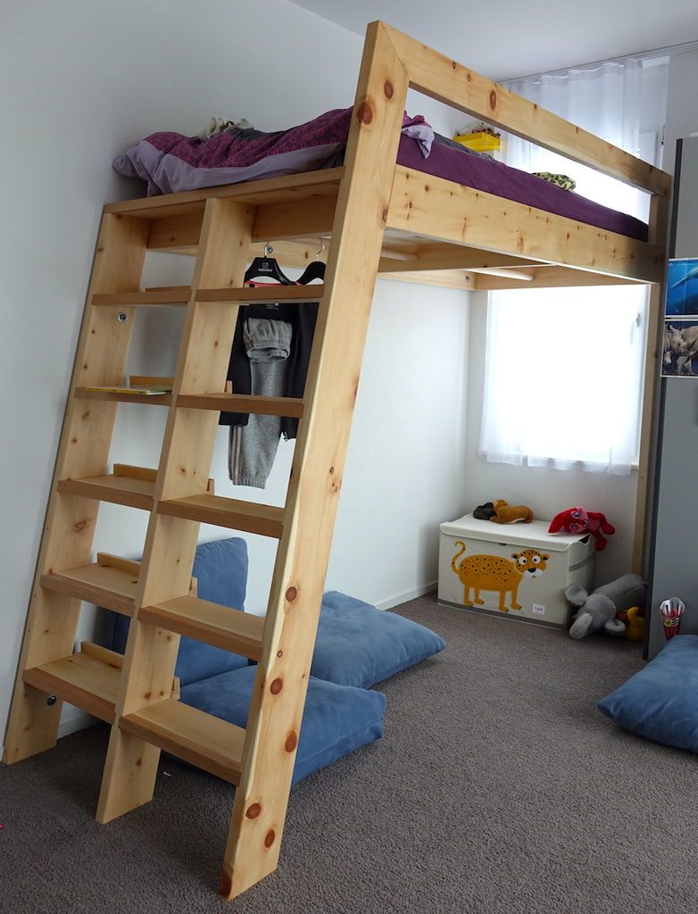 bunk bed with bookshelf