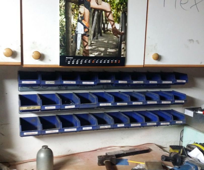 Mounting for Stackable Storage Bins Made From Old License Plates (with