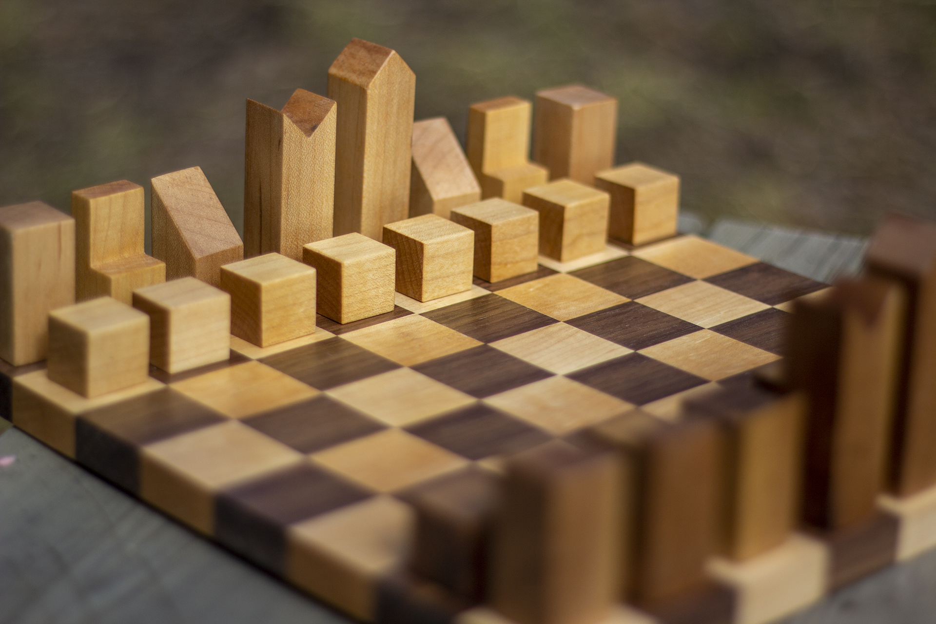 mid century modern chess set aluminium