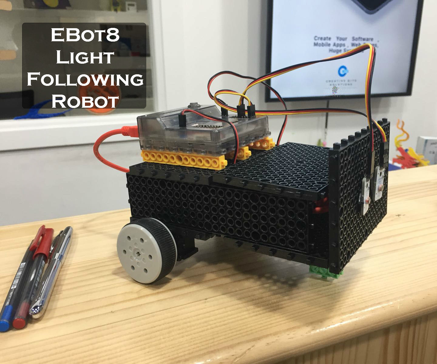 DIY guide for EBot Light Following Robot with step-by-step instructions