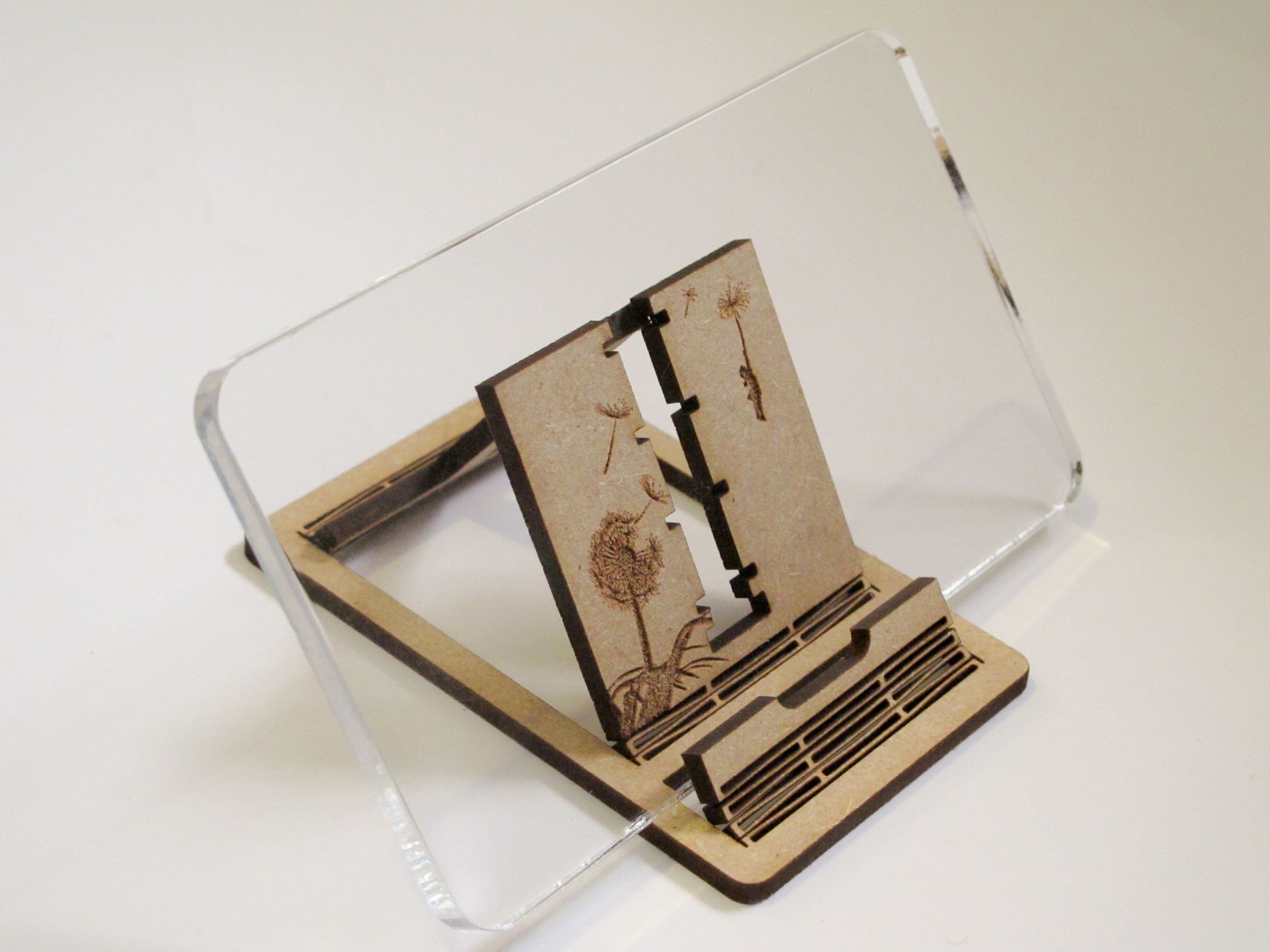 Phone Stand & Headphone Wrap (Laser Cut and Living Hinges) (with