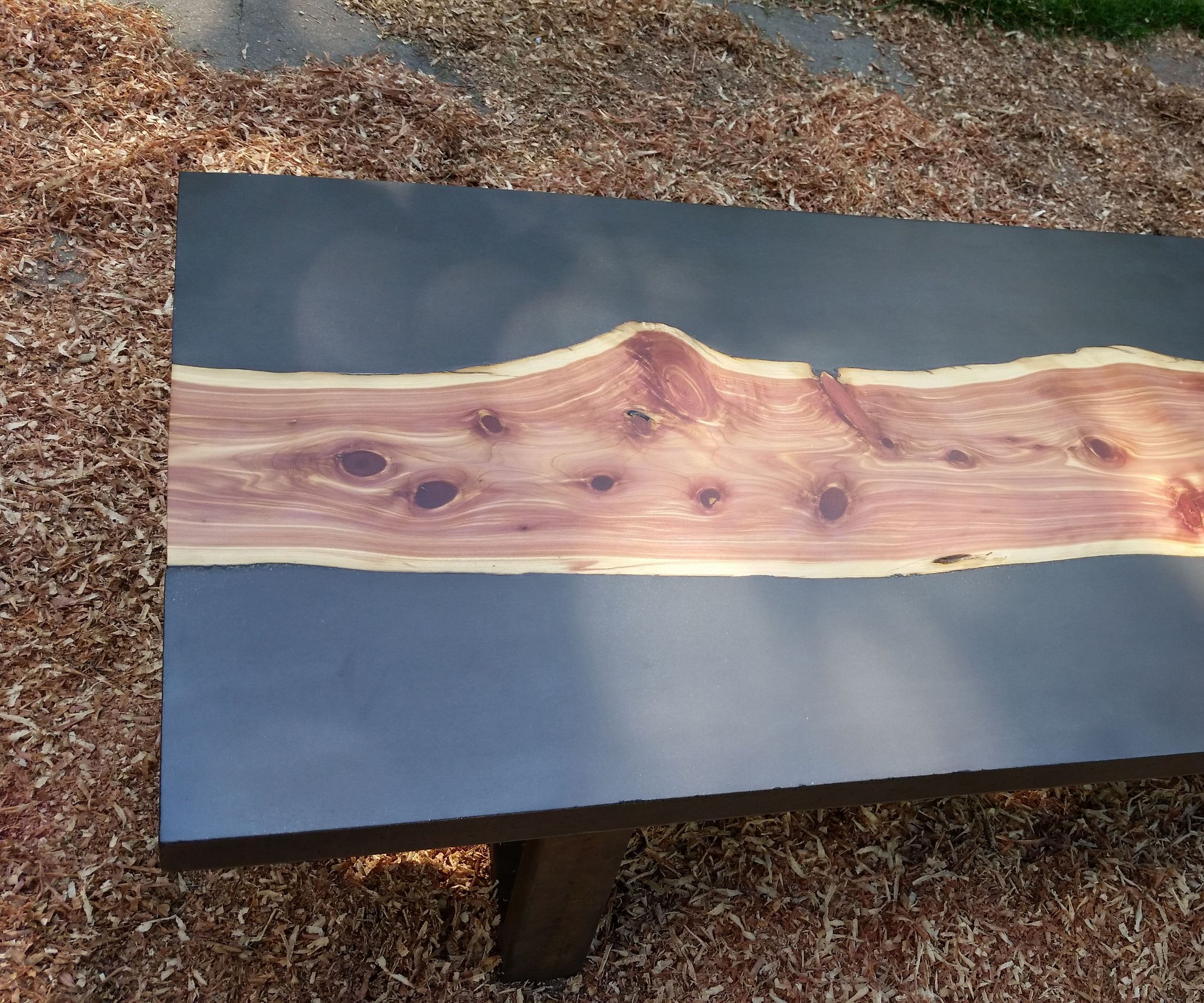 Concrete and Wood Slab Table