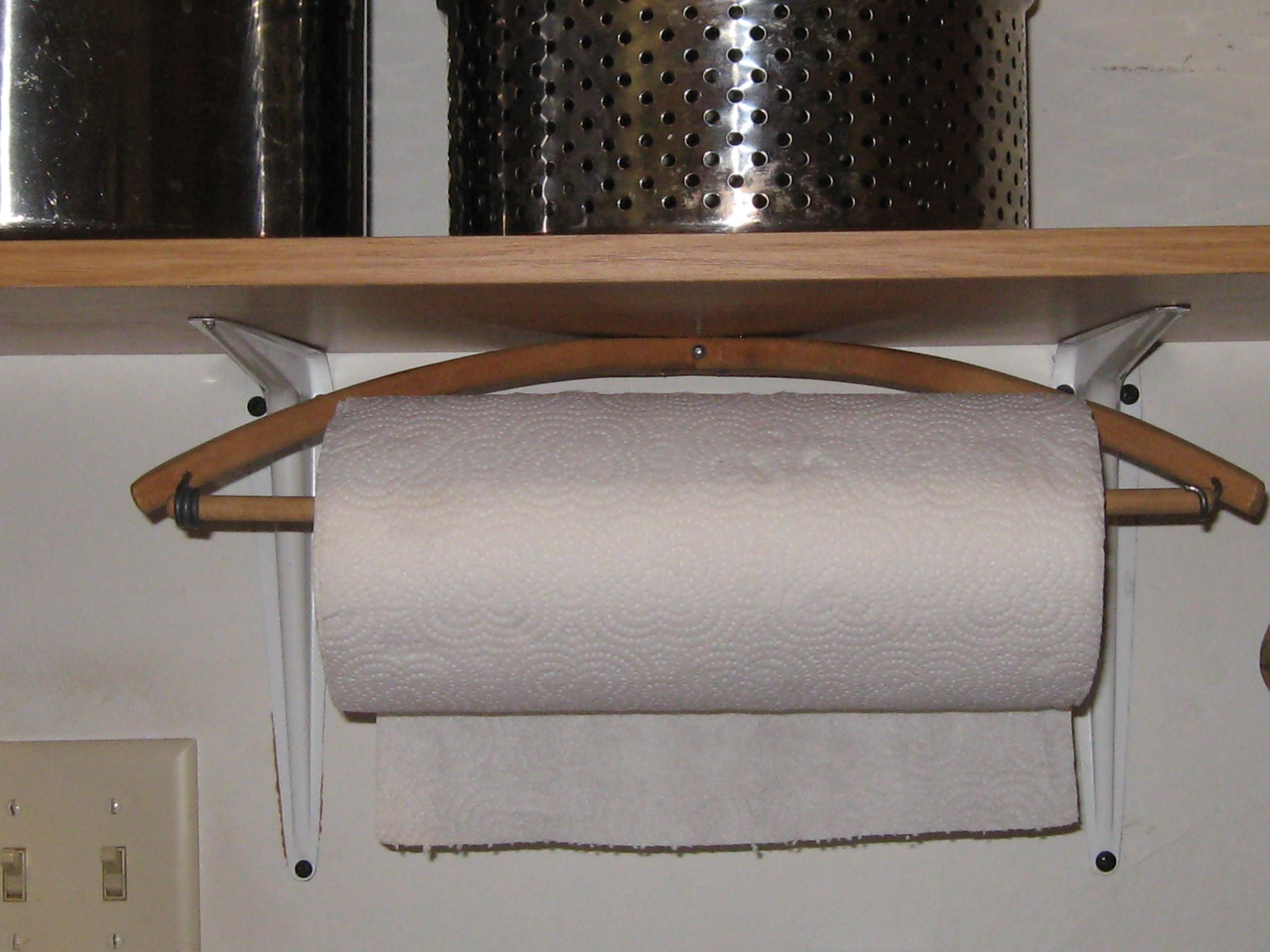 Paper Towel Holder From a Wooden Pants Hanger 4 Steps Instructables