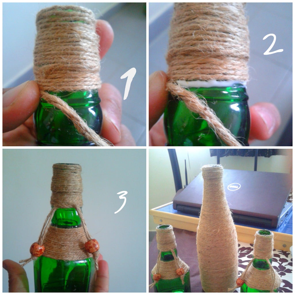 Jute Strings Glass Bottle Decoration Instructables jute strings glass bottle decoration