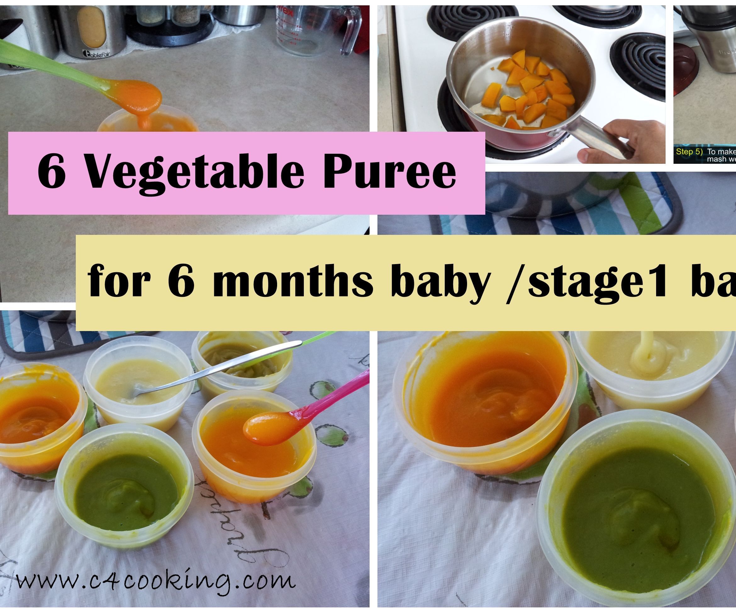 6 Vegetable Purees for 6+ Months Baby | Stage1 Homemade Baby Food Recipe |