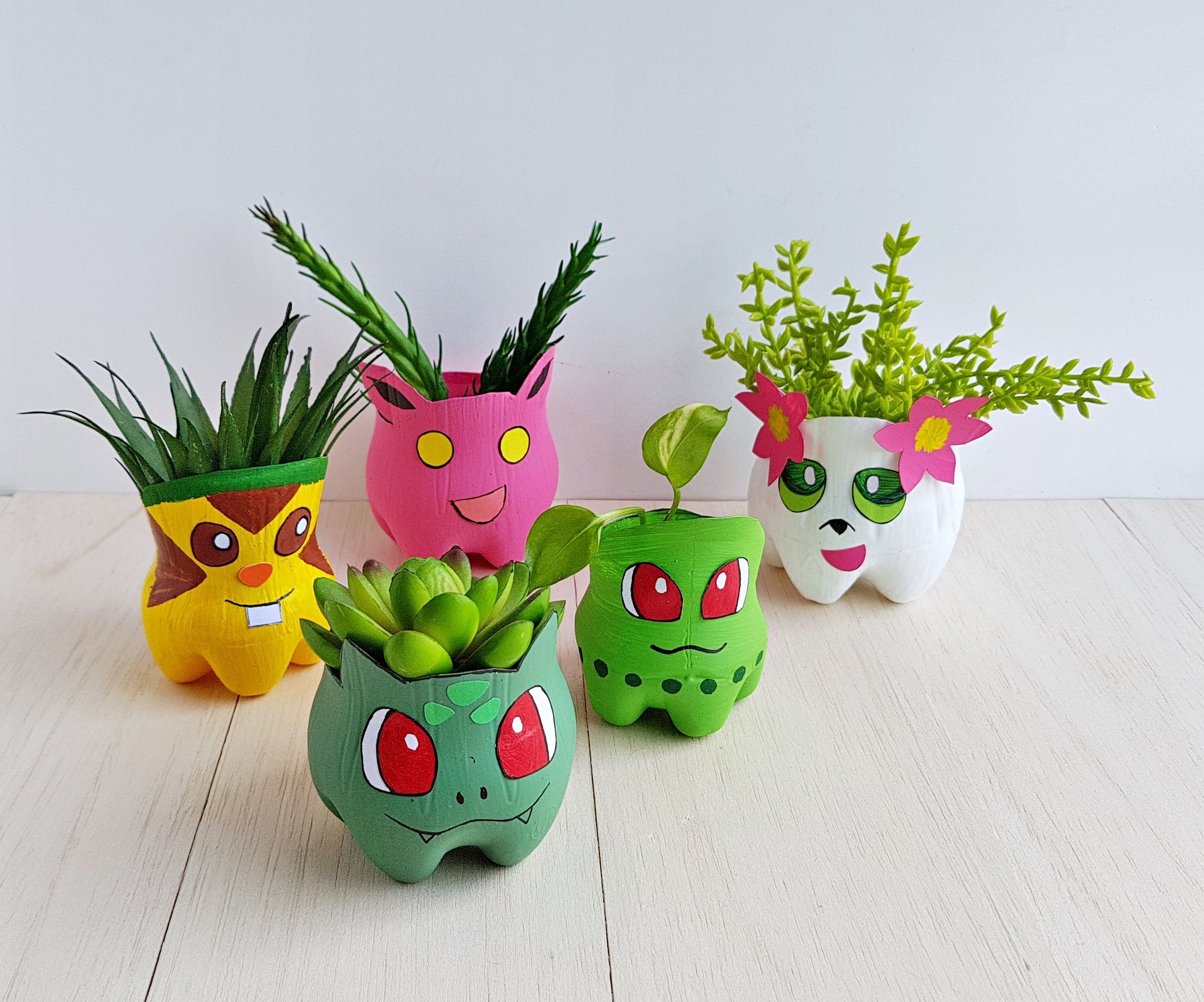 DIY Recycled Pokemon Planters