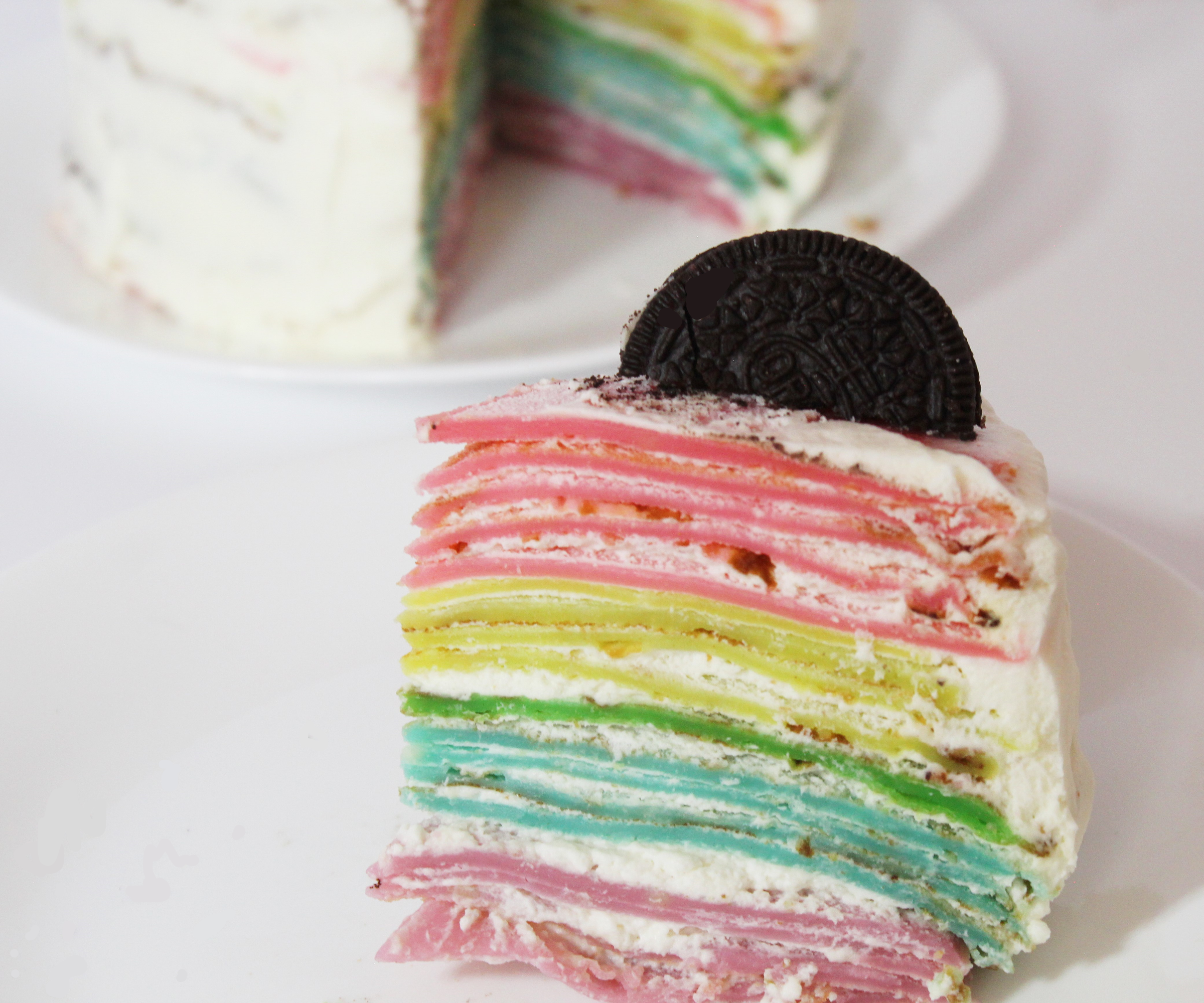 Eggless Rainbow Crêpe Cake