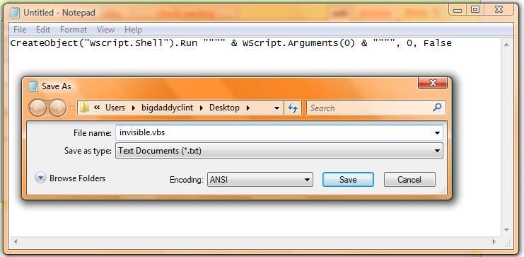 Make Vb Script to Run Batch File As Invisible
