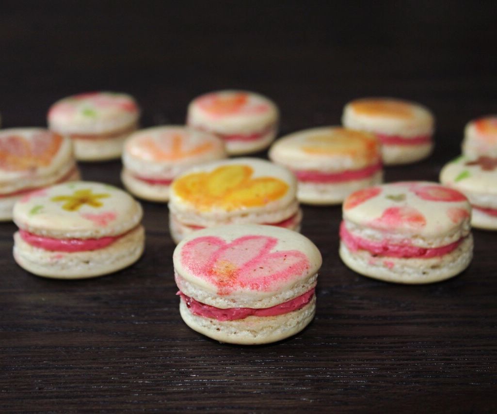 Floral Watercolor French Macarons