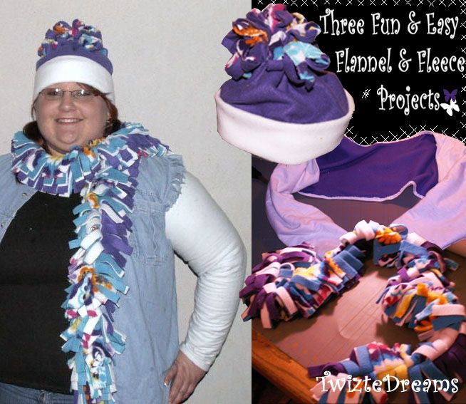 a fun flannel and fleece arm warmer set with a super easy scarf and hat DIY Project DIY Project Image